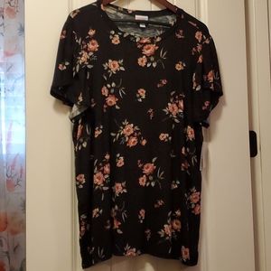 LuLaRoe Olive Pink Rose Floral Shirt